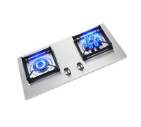 Cuisinière à gaz portable, table de cuisson 2 feux en acier inoxydable, cadre carré, couvercle en cuivre pur, double usage GPL/GN 5,2 kW, for en extérieur à domicile(NG)