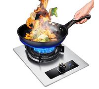 Cuisinière À Gaz Portative 1 Brûleur, Feu Élevé Temporisé À 9 Cavités De 7,0 KW, Support De Casserole En Fonte De Comptoir En Acier Inoxydable, Cuisinière Autoportante For Camping En Plein Air(LPG)