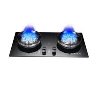 Cuisinière À Gaz Portative D'intérieur À Double Brûleur, Feu Élevé À 9 Cavités De 5,2 KW, Support De Pot En Fonte En Verre Trempé Noir, For La Cuisine À Domicile Avec Protection Contre Les Flammes(LPG