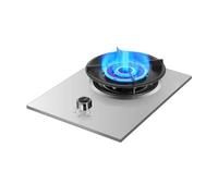 Cuisinière À Gaz Portative, Flamme Tourbillonnante Double Couche De 5,0 KW, Support Casseroles En Fonte Verre Trempé, Avec Protection Contre Les Flammes, Compatible Sources GPL/NG(Silver,NG)