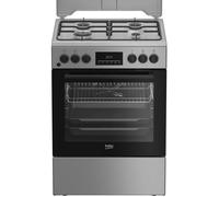 Cuisinière à gaz pose libre gris/argent - BEKO - Four électrique - 4 brûleurs à gaz - Gril électrique - 85 x 60 x 60 cm