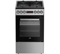 Cuisinière à gaz pose libre gris/argent - BEKO - Four électrique - Grill électrique - Nettoyage à la vapeur