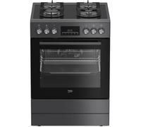 Cuisinière à gaz pose libre noire - BEKO - Four électrique - 4 brûleurs à gaz - Grill électrique intégré