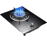 Cuisinière à gaz table de cuisson à gaz 33 cm plaque de cuisson intégrée à 1 brûleur plaque de cuisson en verre trempé noir, Support de poêle en fonte NG Convertible