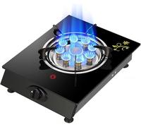 Cuisinière à gaz table de cuisson à gaz plaque de cuisson à gaz portable 1 brûleur cuisinière 30 cm noir verre trempé table de cuisson for la maison camping caravane étudiant vivant