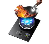 Cuisinière À Gaz Unique, 5,2 KW, 9 Cavités, Feu Élevé, Minuterie De 99 Minutes, Support De Pot En Fonte En Verre Trempé Noir, Poêle Autoportante, Protection Contre Les Flammes En Plein Air For Éviter