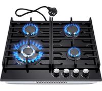 Cuisinière à gaz vitrocéramique encastrable, 4 zones de cuisson, allumage électronique, design compact