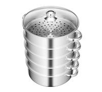Cuisinière à vapeur, 5 couches, empilable, en acier inoxydable, avec couvercle en verre transparent, pour cuisinière électrique et à gaz, diamètre : 28 cm