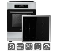 Cuisinière autonome ensemble 60 cm four encastrable 58 cm plaque induction zones flex chaleur tournante minuterie automatique verre isolant thermique sécurité enfant commande tactile SH6313IND