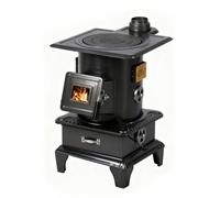 Cuisinière de Chauffage au Charbon Robuste avec Four, Four à Bois Multifonction pour Le Chauffage intérieur à Domicile, cheminée de Table à l'économie d'énergie avec ébullition d'eau, Acier épaissi