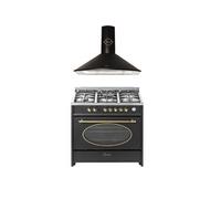 Cuisinière électrique à gaz - - GCH E 914 BL - 8 fonctions - 5 brûleurs - Four XXL 121L