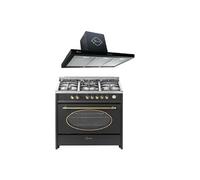 Cuisinière électrique à gaz - - GCH E 914 BL - 8 fonctions - 5 brûleurs - Four XXL 121L + Hotte GCH F 461 BL 9