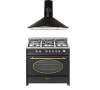Cuisinière électrique à gaz - GURARI - GCH E 914 BL - 8 fonctions - 5 brûleurs - Four XXL 121L