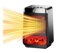 Cuisinière électrique avec élément céramique PTC, radiateur soufflant, effet flamme, télécommande, protection contre la surchauffe et le basculement, mode ECO