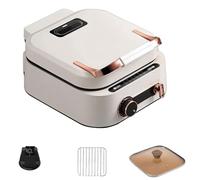 Cuisinière électrique multifonction 1800 W avec capacité de 2,5 L, 3 modes de cuisson pour frire, bouillir et cuire à la vapeur, contrôle de température à deux zones white