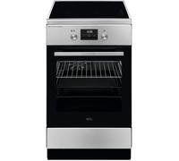 Cuisinière électrique pose libre gris argent - AEG - 4 zones à induction - Four électrique - Gril électrique