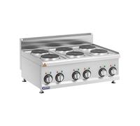 Cuisinière électrique professionnelle - 12 kW - 6 plaques - 90 x 65 cm - Pro 650 Series - Royal Catering RCES-120/700-6B