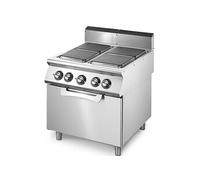 Cuisinière électrique sur four électrique statique GN 2/1, 4 plaques carrées en fonte Virtus VS9080CFES