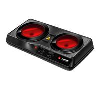 Cuisinière Électrique Vitrocéramique Portable, plaque 2 Feux 19 - 16,5 cm, 2000W, Noir, MPM, MKE-21