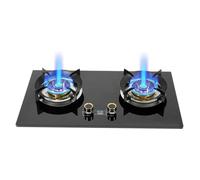 Cuisiniere Gaz 2 Brûleurs, 5, KW Gaziniere, Support Pour Casseroles En Fonte Verre Trempé, Protection Contre L'extinction Accidentelle De Flamme(NG)