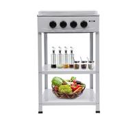 Cuisinière gaz 4 feux, plaque de cuisson gaz portable inox, table cuisson gaz grande capacité pour cuisine familiale et extérieur, allumage manuel, nettoyage facile, adaptée repas nombreux