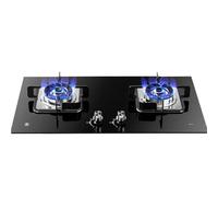Cuisiniere Gaz 5,0 KW - Cuisinière À Gaz 2 Brûleurs, Cuisinières À Gaz En Verre Trempé De Table Et Encastrées, Cinq Niveaux De Réglage De La Puissance, Pour Caravane, Cuisine, Camping, Jardin(NG)