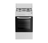 Beko Cucina CSG42009DW, (LxDxA) 50x50x85, Bianca, Forno a gas + grill, piano cottura a gas 4 zone, Coperchio in metallo