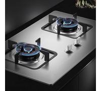 Cuisiniere Gaz Double 4.2KW - Cuisinières À Gaz Table Et Encastrées, Cuisinière À Gaz À Réglage La Taille La Flamme, Cuisinière À Gaz Portable À Panneau En Acier Inoxydable, Facile À Nettoyer(NG)