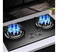Cuisiniere Gaz Double 5,2 KW - Verre Trempé Cuisiniere, Cuisinières À Gaz Table Et Encastrées, Cuisinière À Gaz À Rendez-vous Intelligent, Cuisinière À Gaz À Tête Cuisinière Type Divisé(NG)