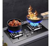 Cuisiniere Gaz Double 5.2Kw - Cuisinière À Gaz Table Et Encastrée, Cuisinière À Gaz Avec Minuterie De 180 Minutes, Protection Contre L'extinction Des Flammes Cuisinière À Gaz Portable(NG)