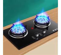 Cuisiniere Gaz Double 5.2KW - Verre Trempé Poele A Gaz, Cuisinières À Gaz Table Et Encastrées, Cuisinière À Gaz À Deux Réglages Puissance Feu Multiples, Types Protection Sécurité(LPG)