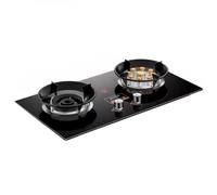 Cuisiniere Gaz Doubles- Verre Trempé Cuisiniere, Cuisinières À Gaz Table Et Encastrées Avec Minuterie Indépendante Bilatérale Et Protection Contre L'extinction, GN Et GPL Deux Sources Gaz(LPG(Left 4.5