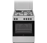 Cuisinière gaz/électrique Continental Edison CECM60FCS 59,8 cm Argent, 3 brûleurs gaz + 1 plaque électrique, four 66 L, chaleur tournante, grille 2000 W