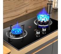 Cuisiniere Gaz - Gaziniere Gaz - Poele A Gaz, Cuisinière À Gaz De Camping À 2 Brûleurs, Cuisinière À Gaz Portable À Double Brûleur En Verre Trempé, Double Brûleur À Allumage Automatique (Color : LPG