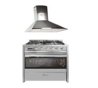 Cuisinière à gaz - GURARI - GCH E 610 X - Four électrique 60 L - Hotte aspirante 60 cm - Inox
