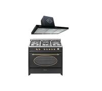 Cuisinière gaz pose libre 90 cm GCH E 914 BL - 8 fonctions - 5 brûleurs - Four XXL 121L + Hotte GCH F 461 BL 9