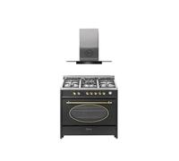 Cuisinière gaz pose libre 90 cm GCH E 914 BL -Four électrique multifunction 121L - 5 brûleurs haute qualité