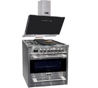 Cuisinière gaz pose libre 90 cm Kaiser HGE 93505 S - 5 foyers - Four électrique multifonctions - Hotte 90 cm
