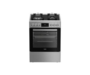 Cuisinière gaz pose libre Whirlpool W6G8LCSWXF 60 cm inox 4 foyers four multifonction noir