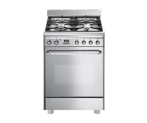 Cuisiniere gaz Smeg CP60X9 - Inox - Classe énergétique A / Plaque Gaz / Four Electrique Multifonction - Pyrolyse - Porte Froide