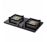 Cuisiniere Gaz Sur Table Et Encastré - Verre Trempé Poele A Gaz, Cuisinière À Gaz Double 5,2 KW, Cuisinière À Gaz À Synchronisation Indépendante Intelligente Bilatérale(LPG)