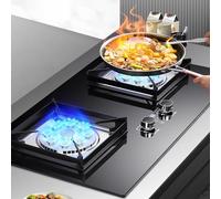 Cuisiniere Gaz Sur Table Et Encastré - Verre Trempé Poele A Gaz, Cuisinières à gaz doubles à feu féroce 5,2 kW, synchronisation intelligente bilatérale 180 minutes, Facile à nettoyer(NG)