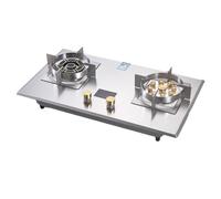 Cuisiniere Gaz - Table De Cuisson En Acier Inoxydable Poele A Gaz, Brûleurs Doubles De Bureau Et Encastrés, Cuisinière À Gaz Réglable De Cuisinière De Cuisine De Contrôle Du Feu(Size:LPG)