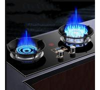 Cuisiniere Gaz Table Et Encastrées - Verre Trempé Cuisiniere, Cuisinières À Gaz Doubles À Synchronisation Intelligente Avec Rappel Anti-brûlure, Deux Types De Protection De Sécurité(LPG(Left 4.5kw/rig
