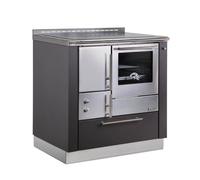 Cuisinière Greithwald Öko Power 80 anthracite à droite au-dessus place en acier