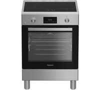 Hotpoint Ariston H6I8LMSAX - Cuisine à installation libre 60 x 60 cm avec four multifonction ventilé de 72L, plateau à induction, classe A, Diamond Clean, Air Fry, Active Multiflow - Acier inoxydable