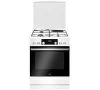 Amica - Cuisinière 3 foyers gaz + 1 électrique four multifonctions pyrolyse 77l largeur 60cm blanc acm7037rb