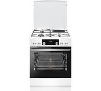 Amica - Cuisinière 3 foyers gaz + 1 électrique four multifonctions pyrolyse 77l largeur 60cm blanc acm7037rb