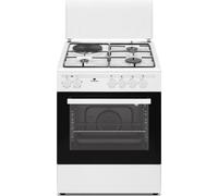 Cuisiniere mixte CONTINENTAL EDISON CECM60FCW - 3 feux gaz + 1 électrique - L59,8 x P61 xH83 cm - Blanc