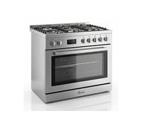 Gurari GCH E 818 X Cuisinière électrique à gaz en acier inoxydable 90 cm 126 l Gaz naturel 4 kW WOK auto-nettoyage AirFry Pizza 11 compartiments